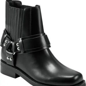 Marc Fisher Ltd Mizzie Moto Black Leather Boots-SZ 6-MSRP $250